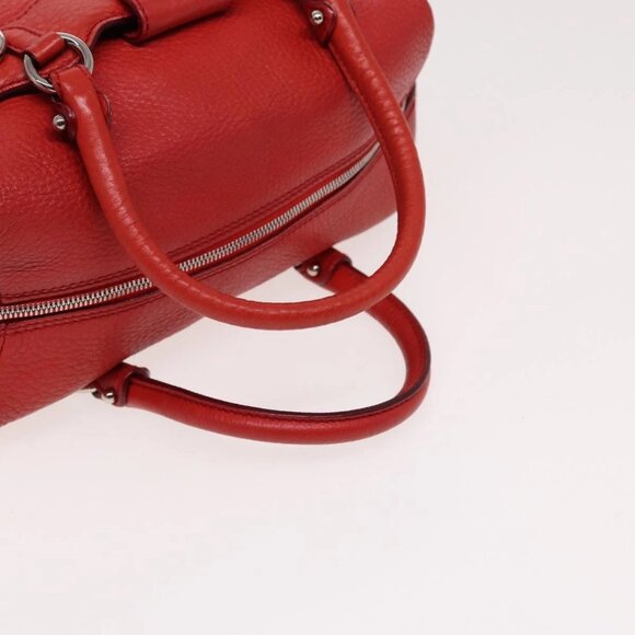 Salvatore Ferragamo Gancini Hand Bag Leather 2way Red Auth 78767 - Picture 8 of 16
